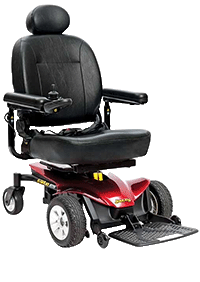 a picture of a big red electric wheelchair